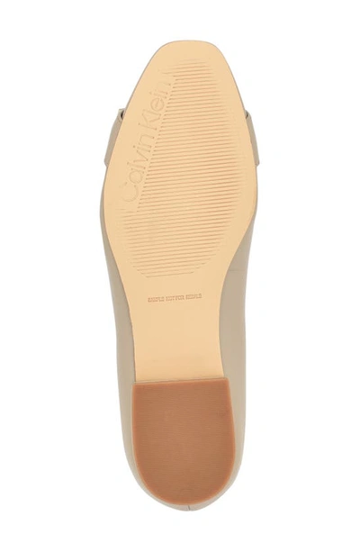 Shop Calvin Klein Crystil Flat In Taupe Leather