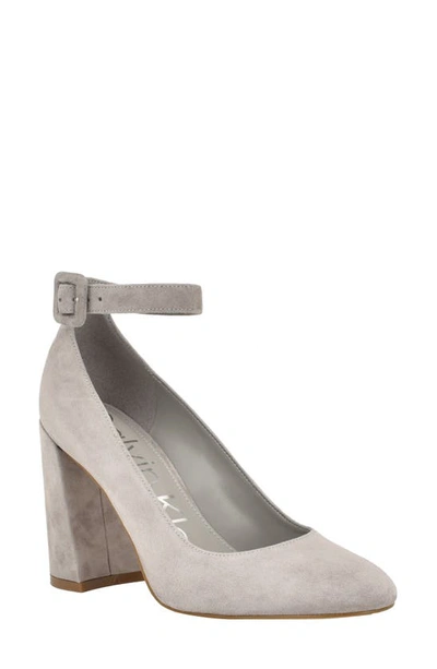 Shop Calvin Klein Fionna Ankle Strap Pump In Grey Suede