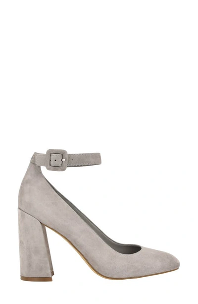 Shop Calvin Klein Fionna Ankle Strap Pump In Grey Suede