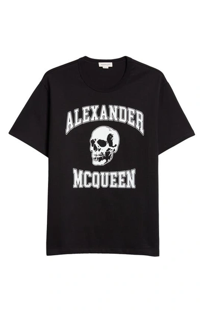 Shop Alexander Mcqueen Graphic Logo Cotton T-shirt In Black/ White