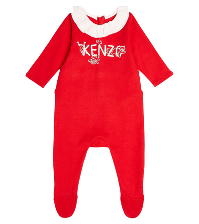 Shop Kenzo Baby Cotton Onesie In Red