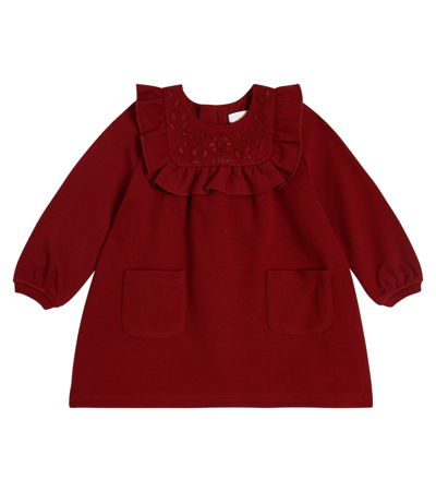 Shop Chloé Kids Baby Embroidered Crêpe Dress In Red