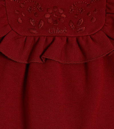 Shop Chloé Kids Baby Embroidered Crêpe Dress In Red
