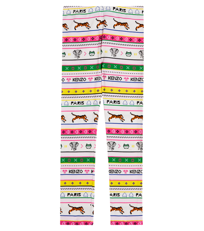 Shop Kenzo Printed Cotton Leggings In Multicoloured