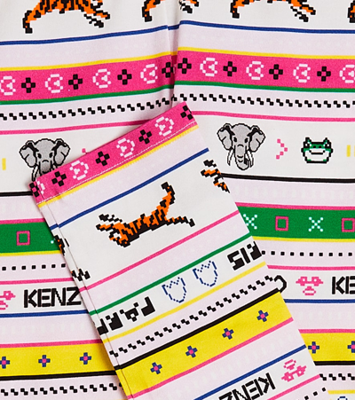 Shop Kenzo Printed Cotton Leggings In Multicoloured