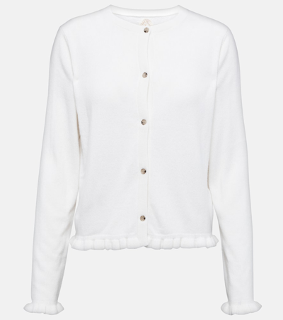 Shop Jardin Des Orangers Ruffled Cashmere And Wool Cardigan In White