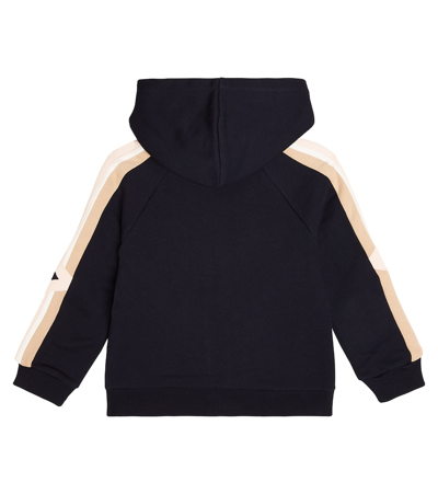 Shop Chloé Kids Logo Cotton Jersey Hoodie In Blue