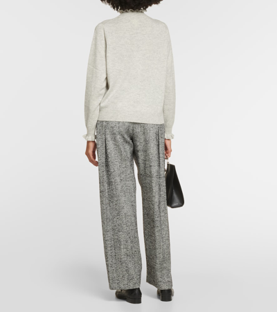 Shop Jardin Des Orangers Ruffled Cashmere And Wool Sweater In Grey