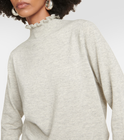 Shop Jardin Des Orangers Ruffled Cashmere And Wool Sweater In Grey