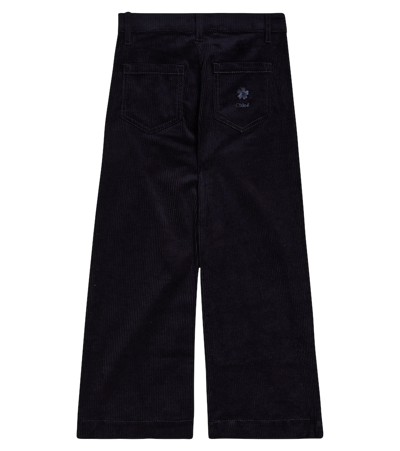 Shop Chloé Kids Corduroy Wide-leg Pants In Blue