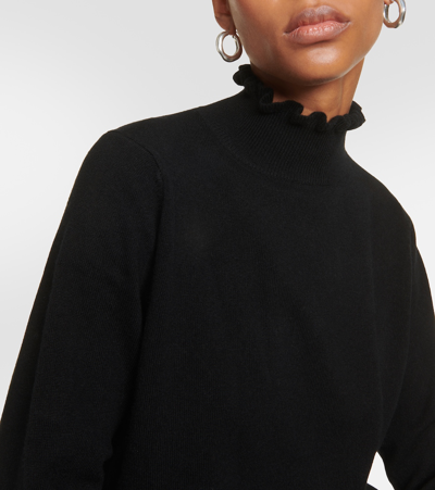 Shop Jardin Des Orangers Ruffled Cashmere And Wool Sweater In Black