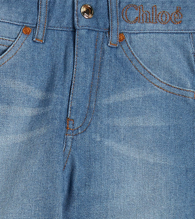 Shop Chloé Paneled Wide-leg Jeans In Blue