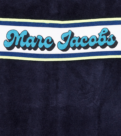 Shop Marc Jacobs Logo Velvet Hoodie In Blue