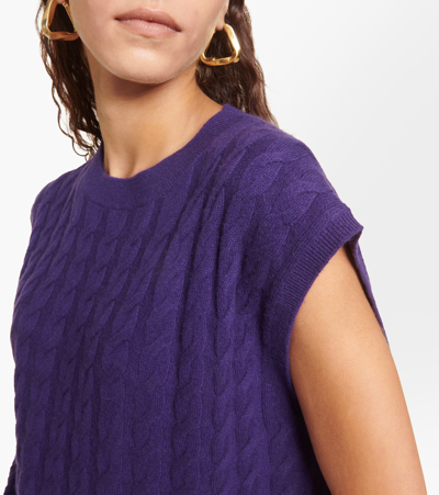 Shop Jardin Des Orangers Cable-knit Cashmere Vest In Purple