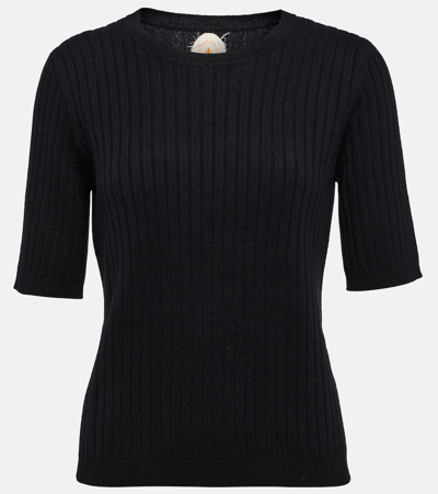 Shop Jardin Des Orangers Ribbed-knit Cashmere Top In Black