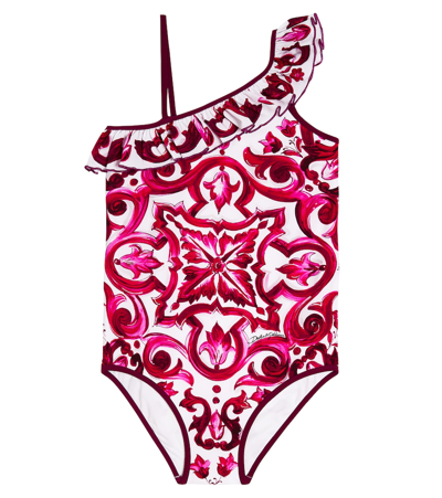 Shop Dolce & Gabbana Printed Swimsuit In Pink