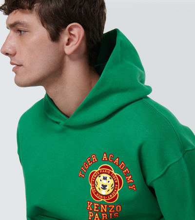 Shop Kenzo Printed Cotton Hoodie In Green