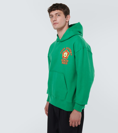 Shop Kenzo Printed Cotton Hoodie In Green