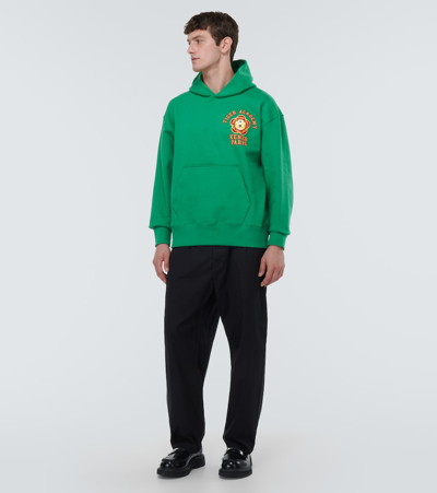 Shop Kenzo Printed Cotton Hoodie In Green