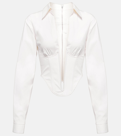 Dion Lee Cotton Blend Poplin Corset Crop Shirt In White