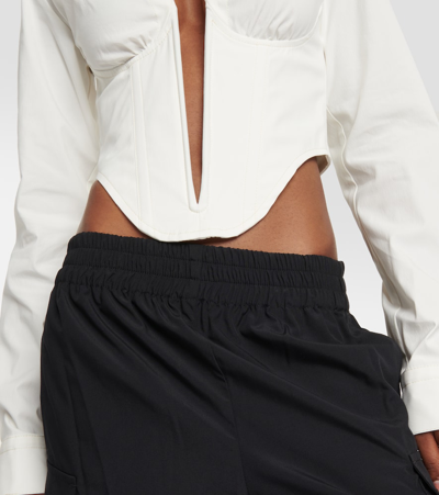 Dion Lee Cotton Blend Poplin Corset Crop Shirt In White