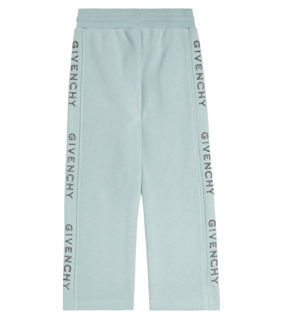 Shop Givenchy Logo Cotton-blend Jersey Sweatpants In Blue