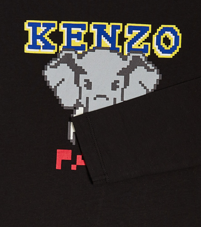 Shop Kenzo Printed Cotton T-shirt In Blue