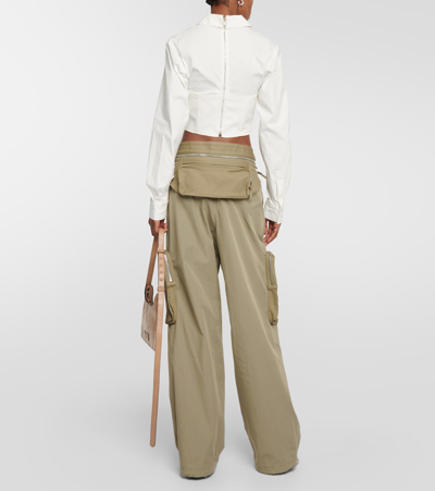 Shop Dion Lee Cotton-blend Cargo Pants In Green