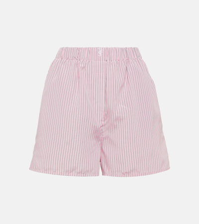 Shop The Frankie Shop Lui Striped Crêpe Shorts In Pink
