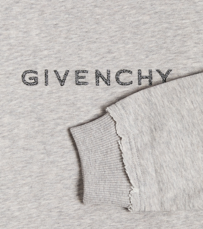 Shop Givenchy Logo Cotton-blend Jersey Sweatshirt In Grey