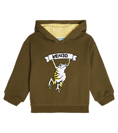 Shop Kenzo Baby Cotton-blend Fleece Hoodie In Beige