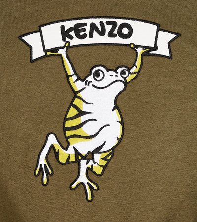 Shop Kenzo Baby Cotton-blend Fleece Hoodie In Beige