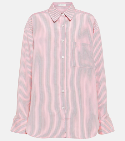 Shop The Frankie Shop Lui Striped Crêpe Shirt In Pink