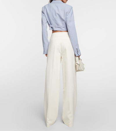 Dion Lee Cropped Wool-blend Blazer In Grey