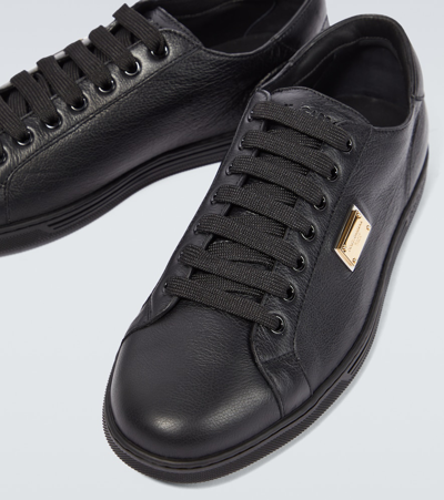Dolce & Gabbana Low Sneakers In Black Leather In Black