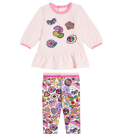 Shop Marc Jacobs Baby Cotton Dress And Leggings Set In Multicoloured