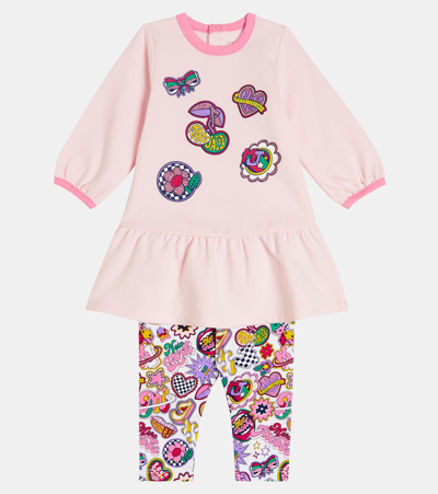 Shop Marc Jacobs Baby Cotton Dress And Leggings Set In Multicoloured