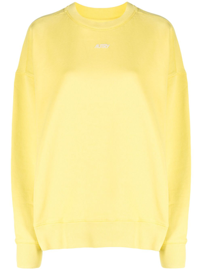 Shop Autry Logo-print Cotton Jumper In Yellow