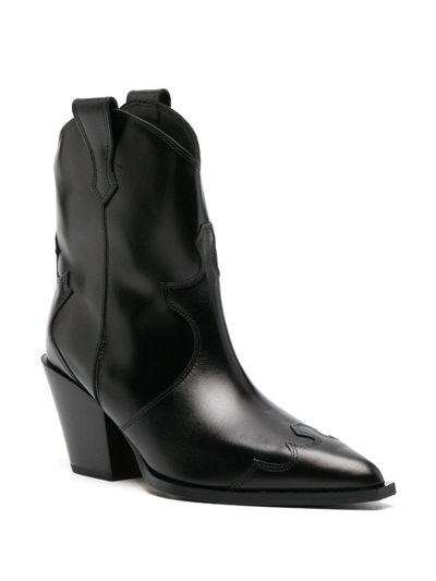 Shop Aeyde 86mm Pointed-toe Leather Boots In Black