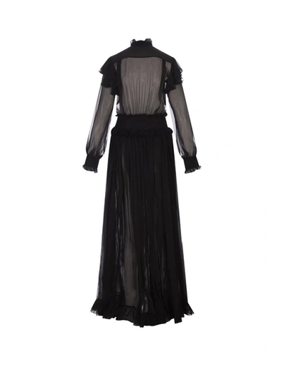 Shop Roberto Cavalli Long Dress With Ruffles In Black