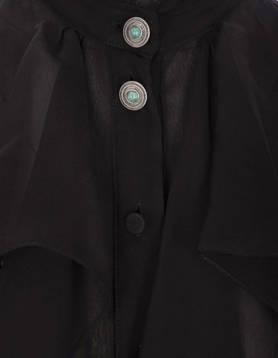 Shop Roberto Cavalli Long Dress With Ruffles In Black