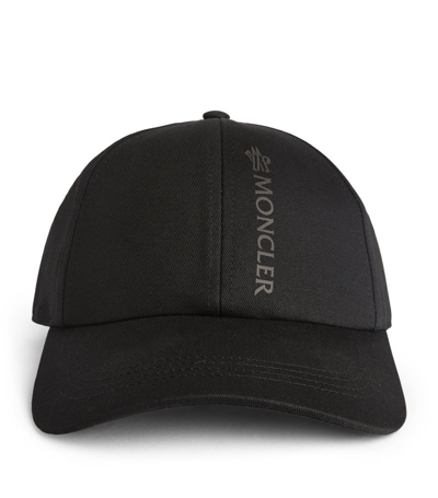 Shop Moncler Cotton Logo Baseball Cap In Black