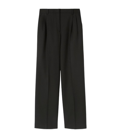 Shop Burberry Wool Wide-leg Trousers In Black