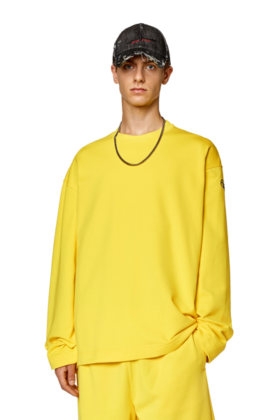 Shop Diesel Oversized Sweatshirt With Metallic Logo In Yellow