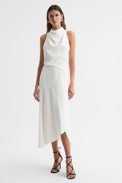 Shop Reiss Giana - Ivory Giana High Neck Draped Midi Dress, Us 10 In White