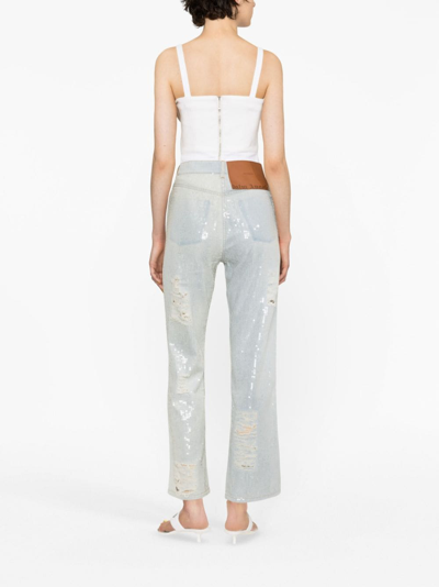 Palm Angels Sequinned Straight-leg Jeans In Blue