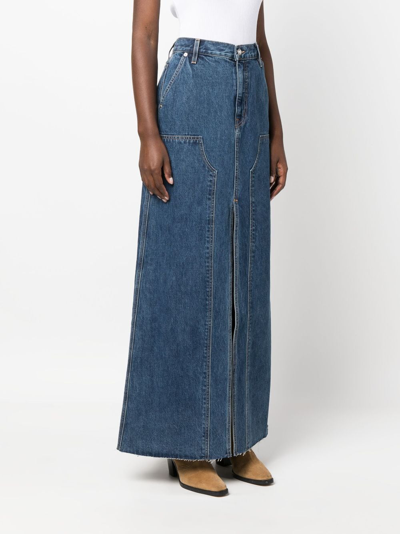 Shop Slvrlake High-waist Denim Long Skirt In Blue