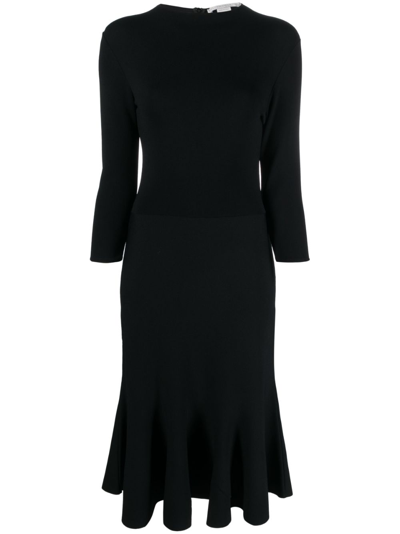 Shop Stella Mccartney Knitted Midi Flared Dress In Black