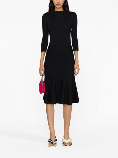 Shop Stella Mccartney Knitted Midi Flared Dress In Black