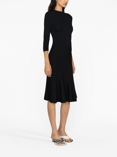 Shop Stella Mccartney Knitted Midi Flared Dress In Black
